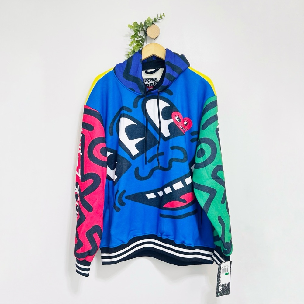 Keith Haring X Members Only NWT All Over Graphic Print Colorful Hoodie